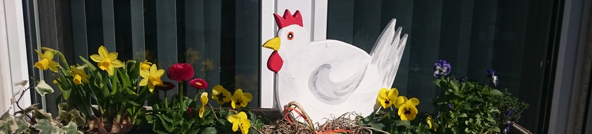 Blumenschmuck beim Gemeindehaus